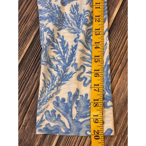 Lilly Pulitzer Kaia Tunic Top Womens M Blue Aqua Coral Cotton V-Neck Soutache - Picture 8 of 12